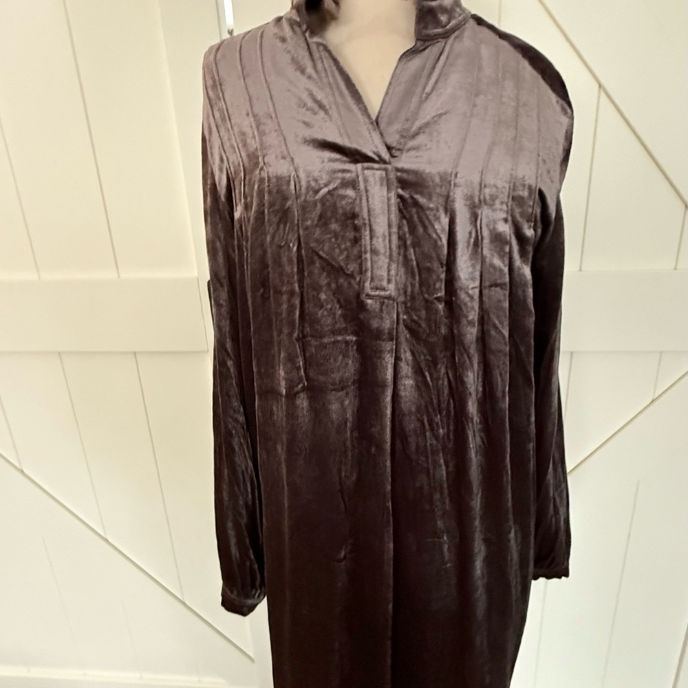 Crushed Velvet Long Sleeve Tunic Dress -made in Italy